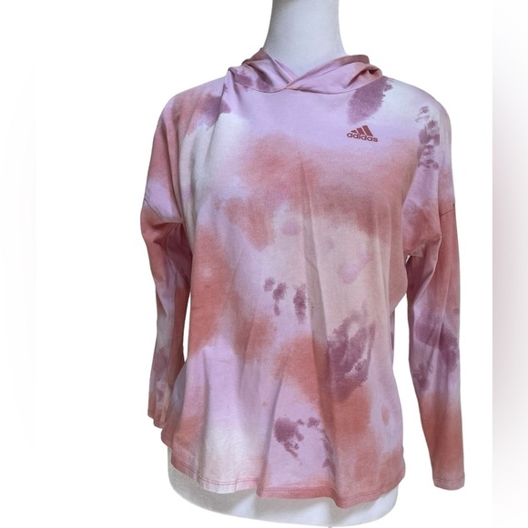 Adidas Girls Long Sleeve Pink Print Hoodie in Size  14/Large - Picture 3 of 7